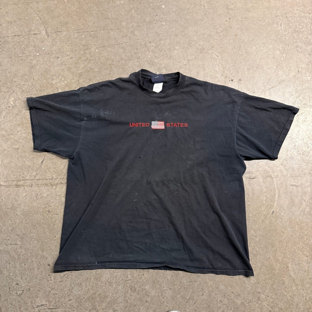 Old Varsity Brand OVB Mens Black United States Flag Embroidered T-Shirt‎ XL
